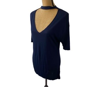 Zara Trafaluc Womens Blue Top T Shirt Lightweight Short Sleeve Size S Relaxed.